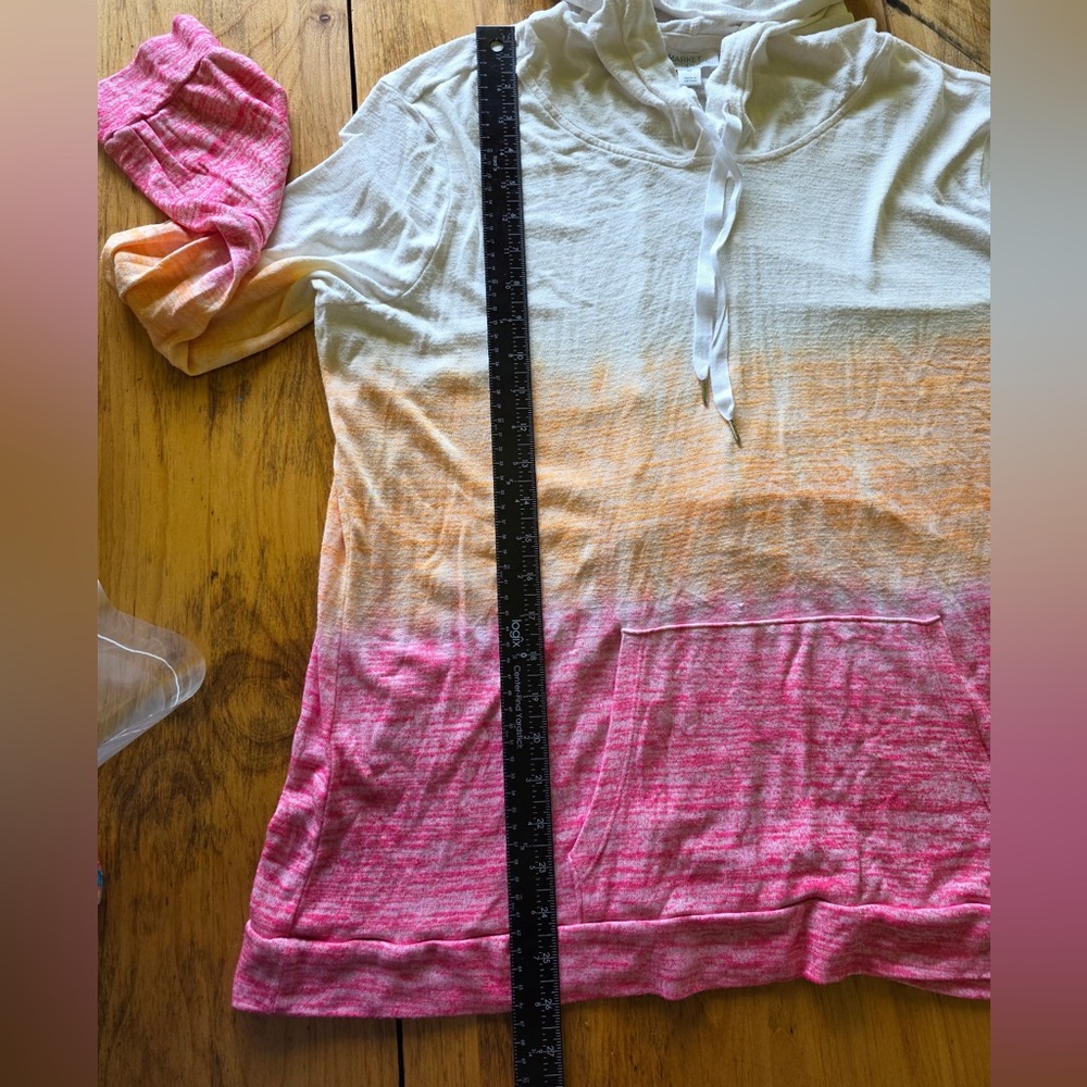 Market & Spruce Ombré Hoodie Top | Pink & Yellow Dip Dye | Women’s 2XL - Picture 7 of 8